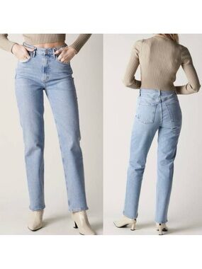 AGOLDE High Rise Stovepipe Straight Leg Jeans Destination Light Wash
